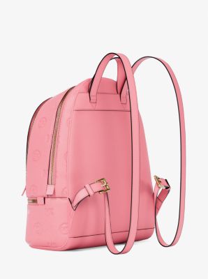 Rhea Medium Logo Debossed Backpack in CARNATION | Michael Kors