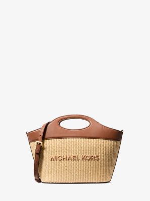 Tatum Medium Woven Convertible Crossbody Bag in LUGGAGE | Michael Kors
