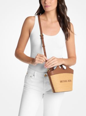 Tatum Medium Woven Convertible Crossbody Bag in LUGGAGE | Michael Kors