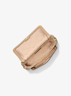 Jet Set Travel Small Logo Jacquard Denim Crossbody Bag With Pouch in CAMEL | Michael Kors