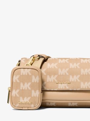 Jet Set Travel Small Logo Jacquard Denim Crossbody Bag With Pouch in CAMEL | Michael Kors