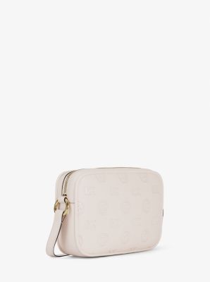 Jet Set Travel Large Logo Debossed Camera Crossbody Bag in LT CREAM | Michael Kors