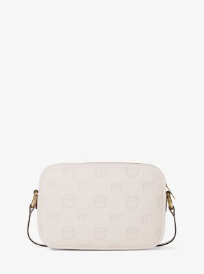 Jet Set Travel Large Logo Debossed Camera Crossbody Bag in LT CREAM | Michael Kors