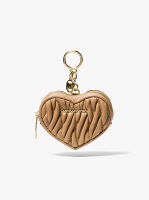 Jet Set Travel Matelass&eacute; Heart Coin Pouch in CAMEL | Michael Kors