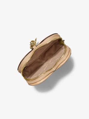 Jet Set Travel Matelass&eacute; Heart Coin Pouch in CAMEL | Michael Kors