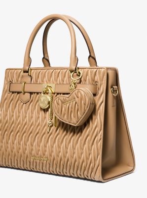 Jet Set Travel Matelass&eacute; Heart Coin Pouch in CAMEL | Michael Kors