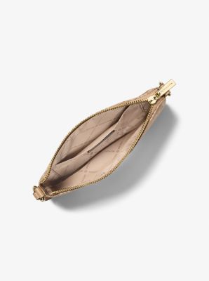 Jet Set Travel Small Logo Jacquard Denim Wristlet in CAMEL | Michael Kors