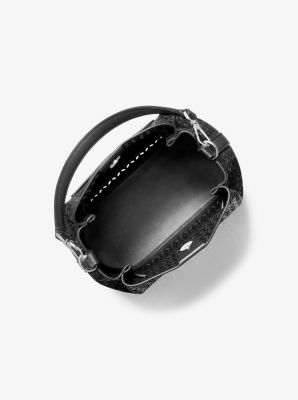 Carson Small Floral Laser Cut Bucket Crossbody Bag in BLACK | Michael Kors