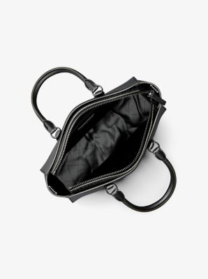 Arden Medium Pebbled Leather and Signature Logo Top-Zip Satchel