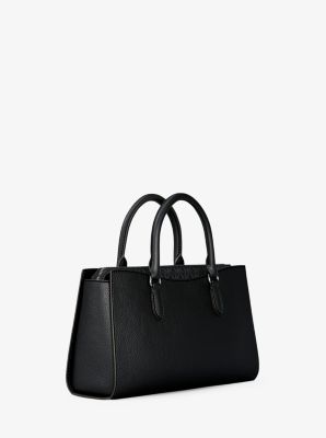 Arden Medium Pebbled Leather and Signature Logo Top-Zip Satchel