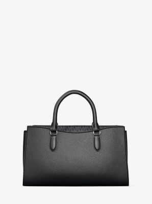 Arden Medium Pebbled Leather and Signature Logo Top-Zip Satchel