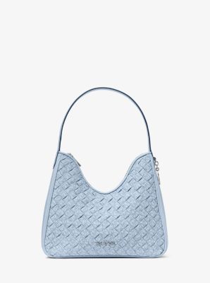 Nayla Small Woven Signature Logo Hobo Shoulder Bag