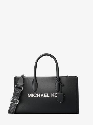 Mirella Medium Pebbled Leather Satchel in BLACK | Michael Kors