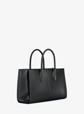 Mirella Medium Pebbled Leather Satchel in BLACK | Michael Kors