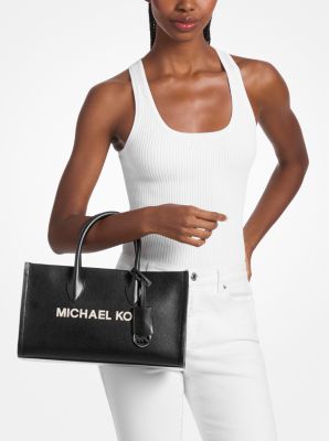 Mirella Medium Pebbled Leather Satchel in BLACK | Michael Kors
