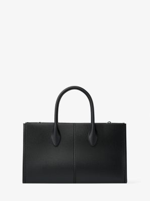 Mirella Medium Pebbled Leather Satchel in BLACK | Michael Kors