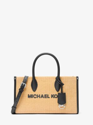 Mirella Medium Woven Satchel in BLACK | Michael Kors