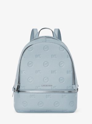 Rhea Medium Logo Debossed Backpack in PALE OCEAN | Michael Kors