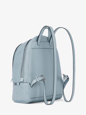 Rhea Medium Logo Debossed Backpack in PALE OCEAN | Michael Kors
