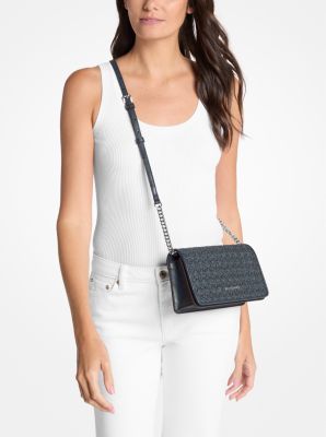 Jet Set Travel Woven Signature Logo Crossbody Bag in ADMIRAL | Michael Kors