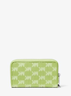 Jet Set Travel Large Logo Jacquard Denim Smartphone Wristlet in LIME | Michael Kors