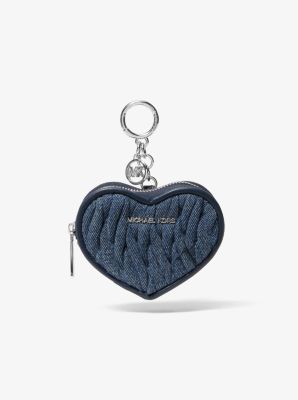 Jet Set Travel Matelass&eacute; Denim Heart Coin Pouch in DENIM | Michael Kors