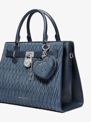 Jet Set Travel Matelass&eacute; Denim Heart Coin Pouch in DENIM | Michael Kors