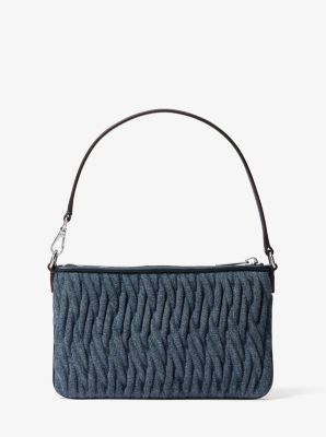 Pochette-bracelet Jet Set Travel en denim matelass&eacute; in DENIM | Michael Kors