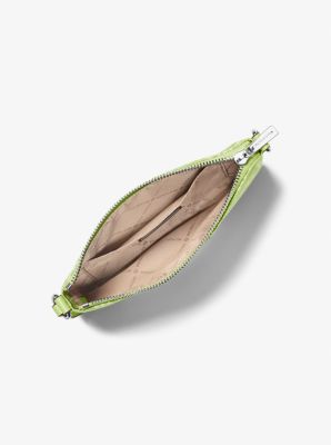 Jet Set Travel Small Logo Jacquard Denim Wristlet in LIME | Michael Kors