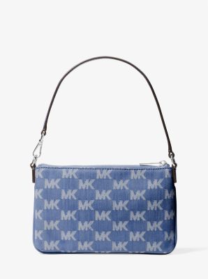 Petite pochette-bracelet Jet Set Travel en denim jacquard &agrave; logo