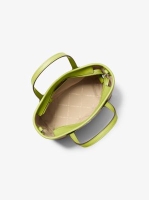 Eva Extra-Small Logo Jacquard Denim Convertible Tote Bag in LIME | Michael Kors