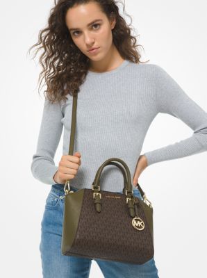 Ciara Medium Logo and Leather Satchel Michael Kors Canada