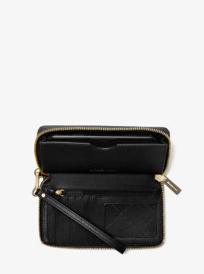 Large Pebbled Leather Smartphone Wristlet image number 1