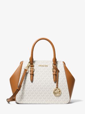 charlotte large logo and leather satchel