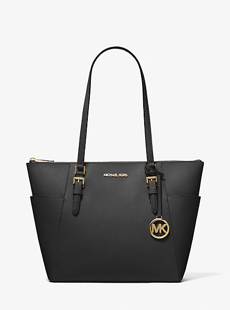 Michael Kors Charlotte Large Saffiano Leather Top-zip Tote Bag In Black ...
