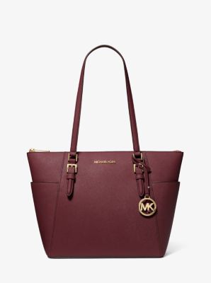 Charlotte Large Saffiano Leather Top-Zip Tote Bag