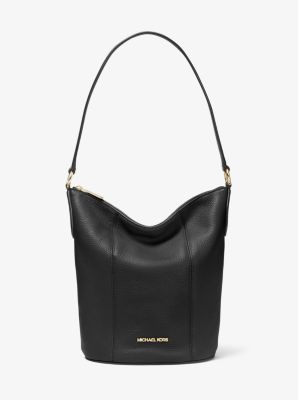 Buy the Michael Kors Brooke Black Pebbled Leather Medium Shoulder Tote Bag