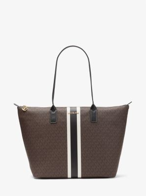 Luxe Stripe Tote Natural/ Black