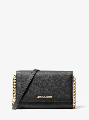 Michael Kors Jet Set Travel Pebbled Leather Crossbody- Black