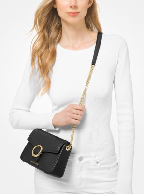 black crossbody with silver chain