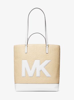 Michael Kors Kenly Large Tote Crossbody Optic White Graphic Logo