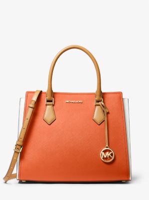 Hope Large Color Block Saffiano Leather Satchel Michael Kors Canada