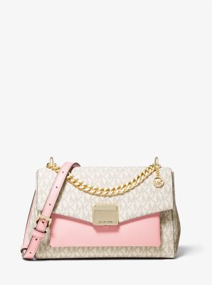 Aprender acerca 64+ imagen michael kors pink and white purse