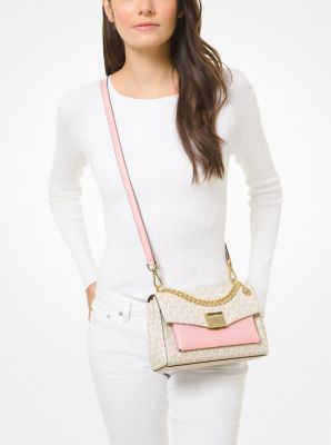 Lita Small Two-Tone Logo and Leather Crossbody Bag