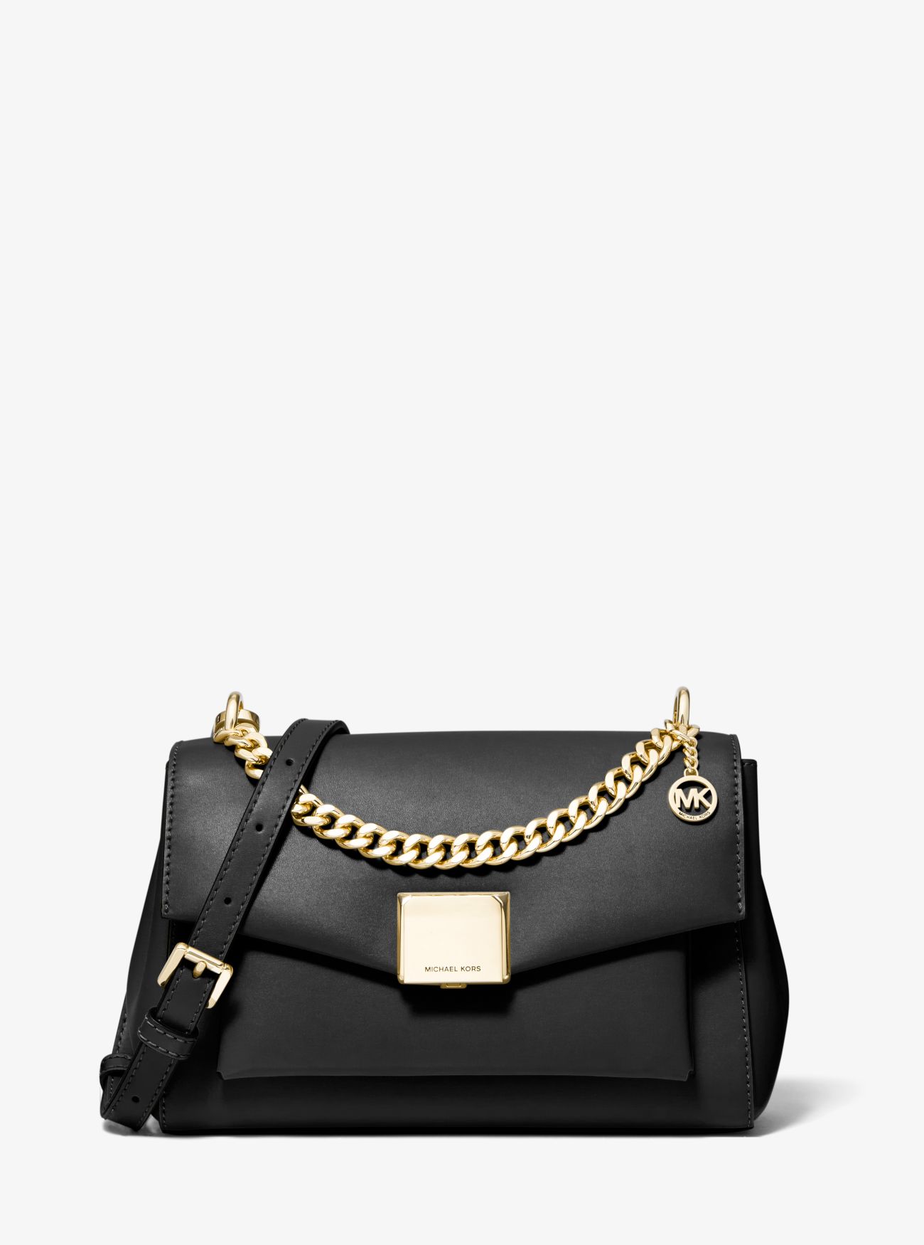 バッグ Lita MICHAEL KORS LITA ICONIC BLACK MEDIUM GOLD LOGO CROSSBODY LOVE