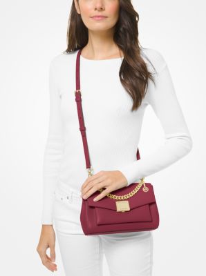 Michael Kors Sac Bandoulière Femme Cuir Saffiano Marron Signature