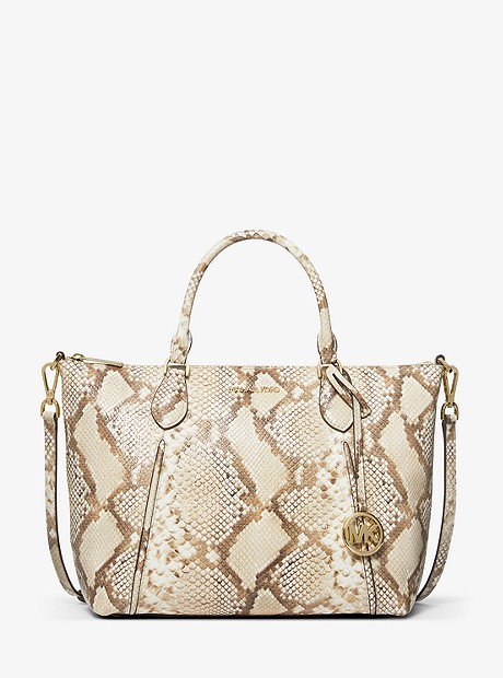 Lenox Large Python Embossed Leather Satchel - NATURAL COMBO - 35T0GYZS3G