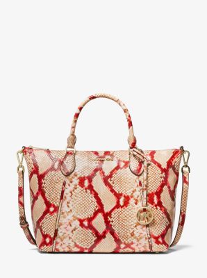 michael kors python tote red