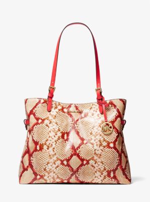 Lenox Large Python Embossed Leather Tote Bag