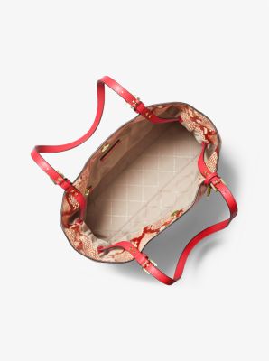 Lenox Large Python Embossed Leather Tote Bag